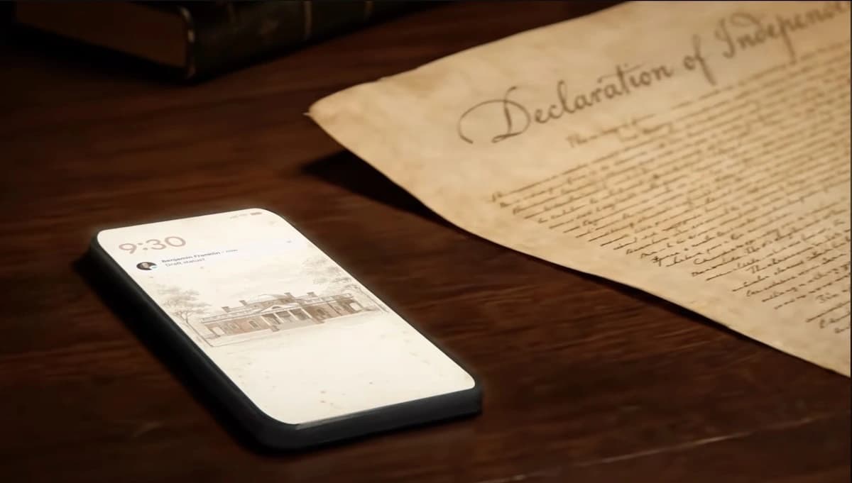 Novo comercial do Google imagina os Pais Fundadores dos EUA escrevendo com ajuda de IA