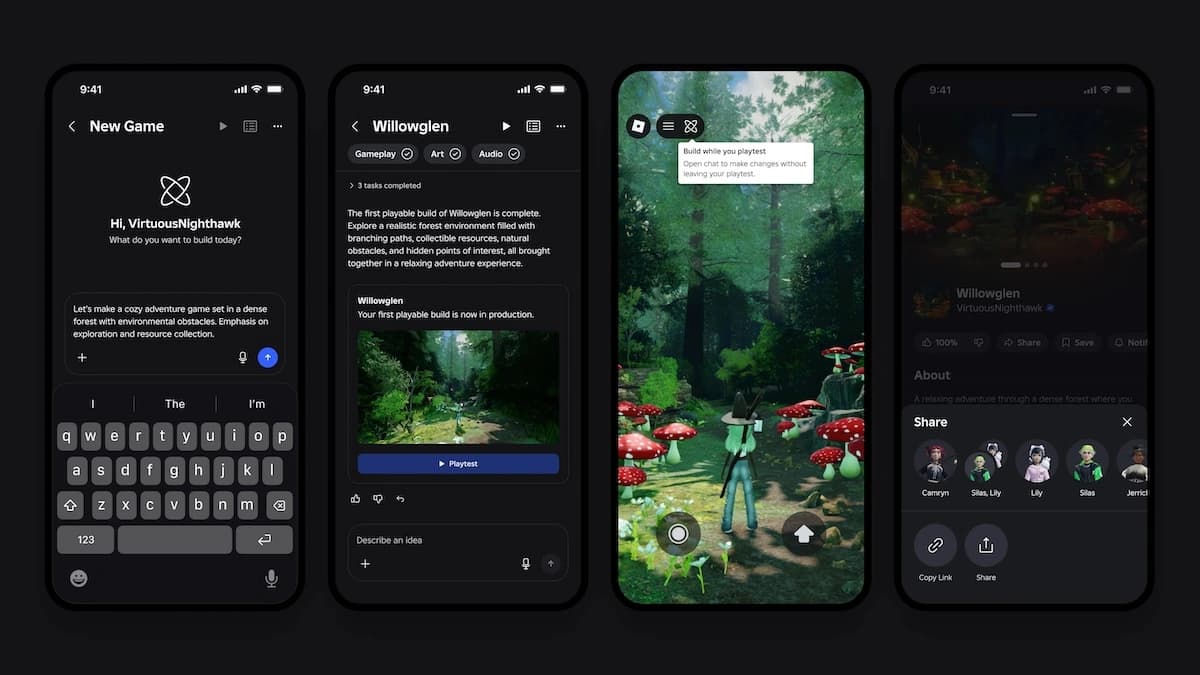 Recurso Build do Roblox para criacao de jogos com inteligencia artificial no celular
