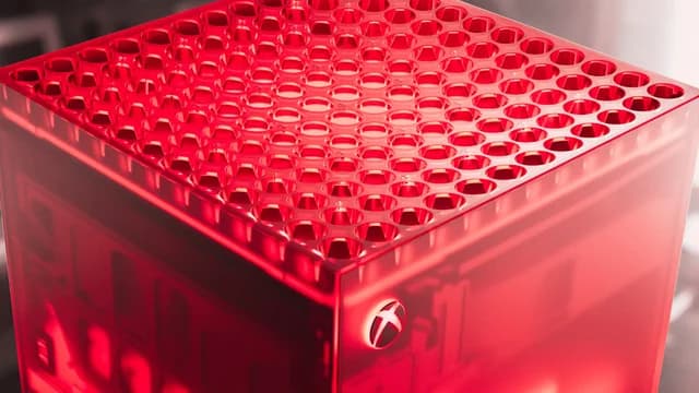 Console Xbox Series X em edicao especial editado em vermelho