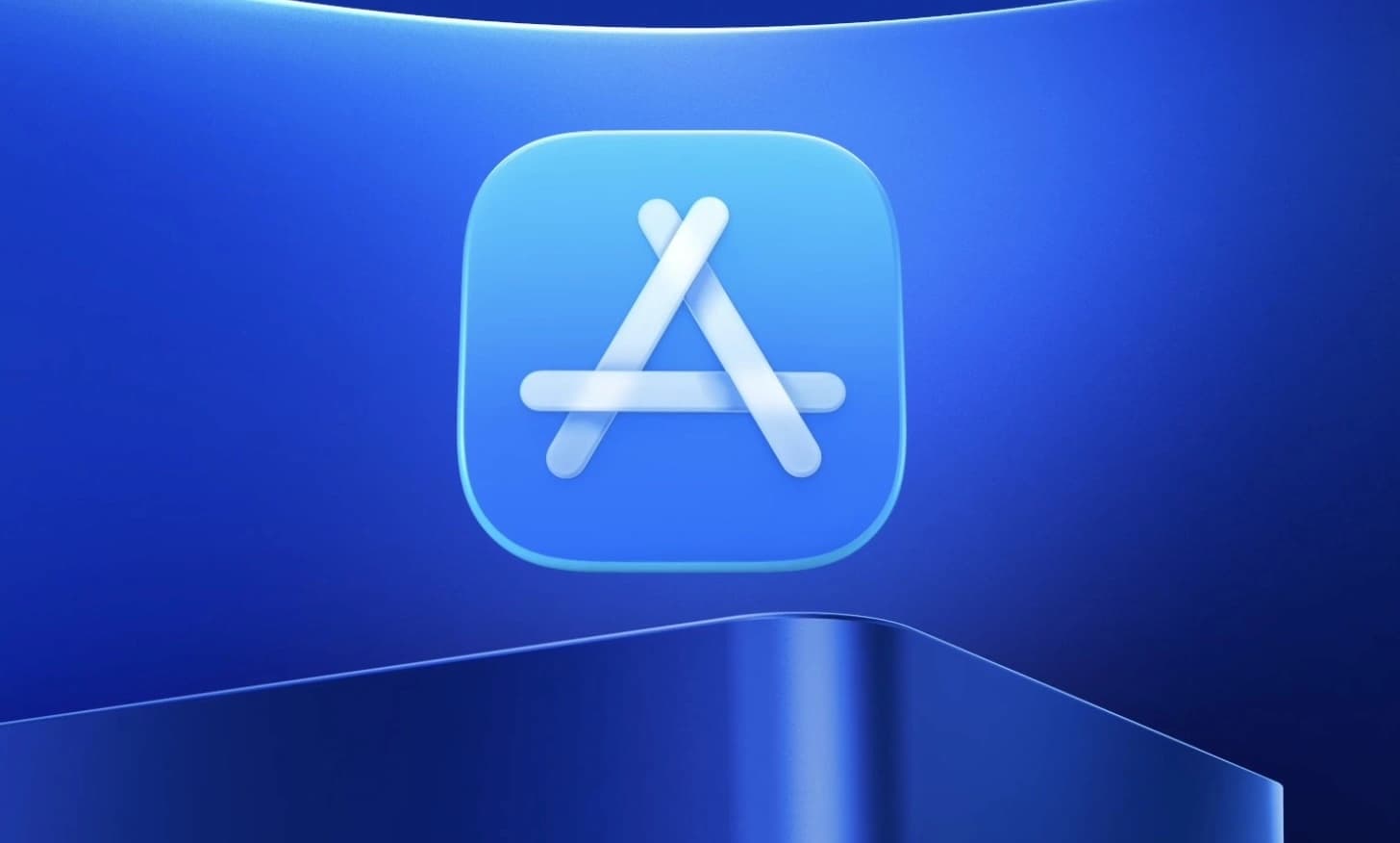 Logo da App Store da Apple com icones de aplicativos ao fundo representando o crescimento de 80% em 2026