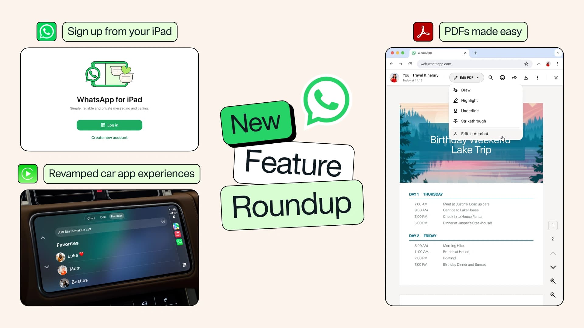 WhatsApp ganha suporte a CarPlay e Android Auto, conta independente no iPad e mais novidades